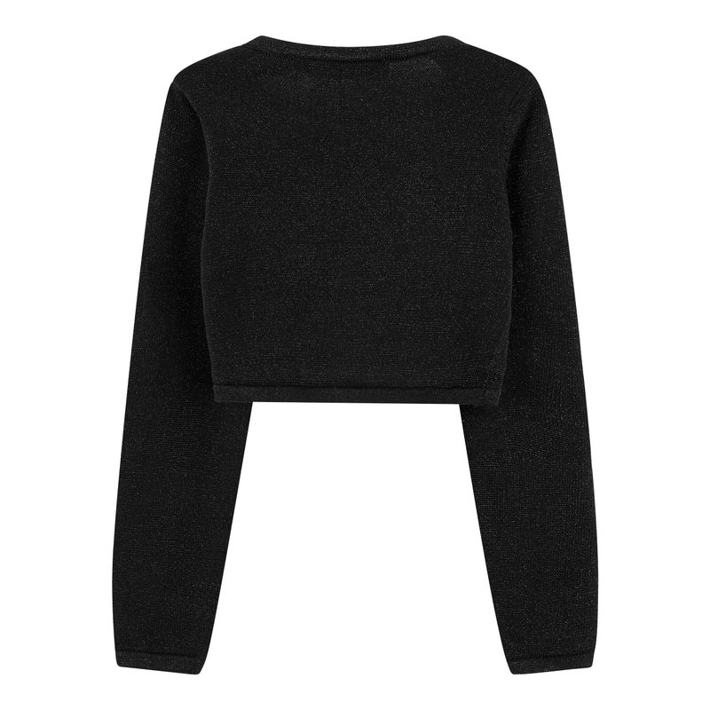 BOLEROSE Girls Long Sleeve Sparkle Cardigan Childrens Kids Bolero Shrug (Black, 13-14 YRS) - Image 2